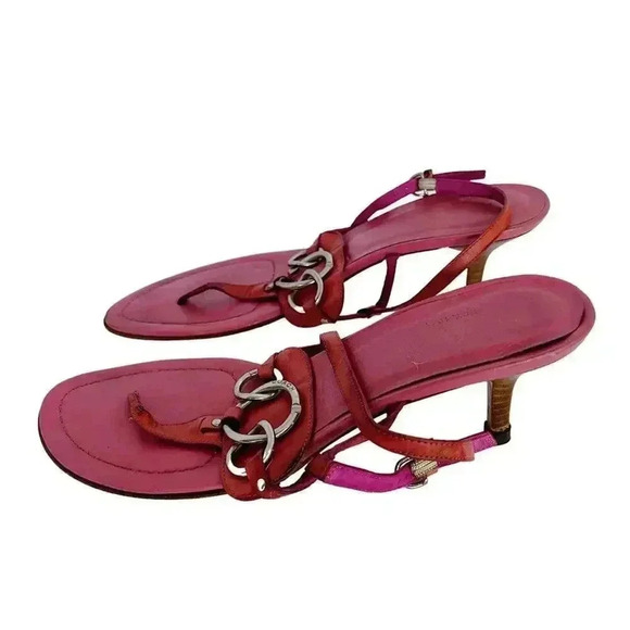 Coach Y2K Vintage Pink Leather Strappy Sandal Kitten Heels Pumps Women's Size 9 - Picture 3 of 12
